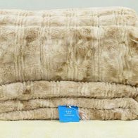 Chăn lông thỏ Queen luxury Lông Tuyết Nâu Gấp Tròn